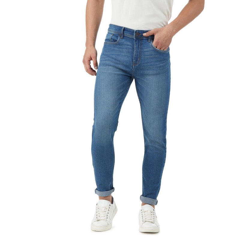 inkd جينز رجالي ضيق - متوسط الارتفاع | مزيج القطن | غرزة التباين | قماش قابل للتمدد | تصميم كلاسيك 5 بوكت - Image 5